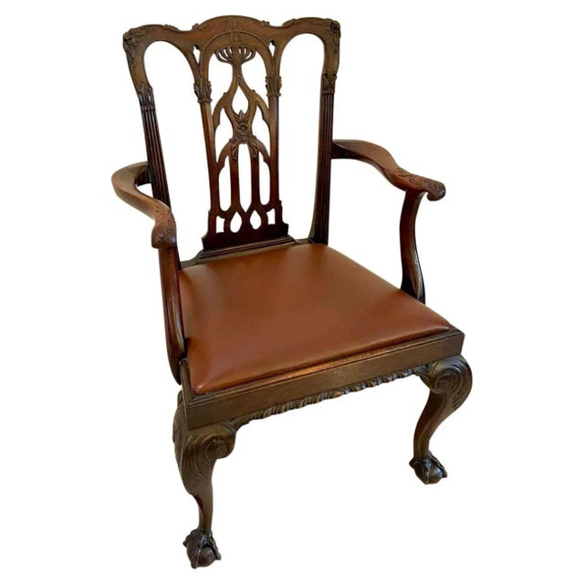 Antique Victorian Carved Mahogany Desk Chair For Sale - Image 16 of 16