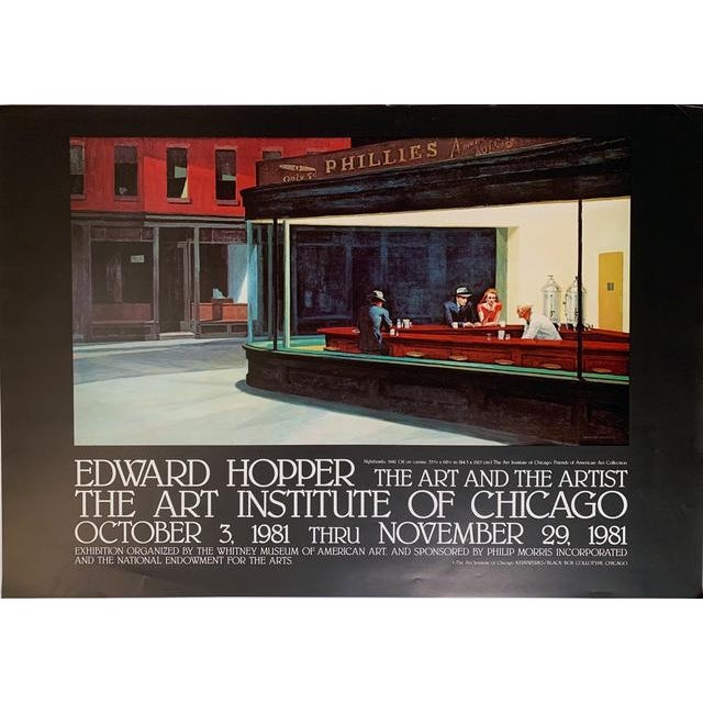 Edward Hopper Nighthawks, Edward Hopper, The Art and the Artist Poster, Gallery Poster, 1981 For Sale