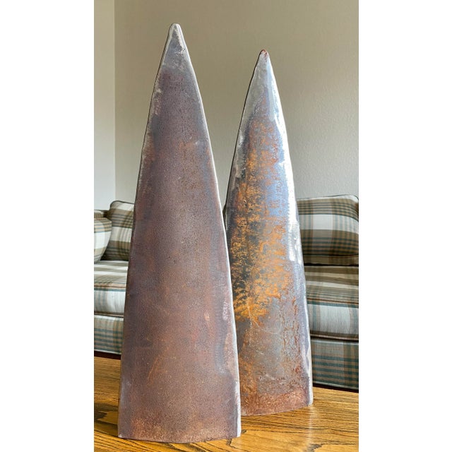 Industrial Steel “Fin” Sculptures, a Pair For Sale - Image 9 of 12
