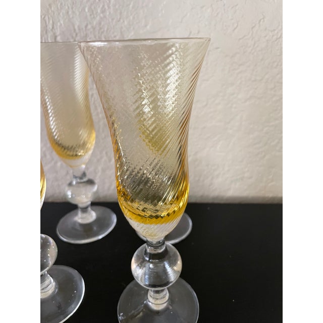 Vintage Italian Wine Glass Set of 12 Amber Swirl Golf Ball Stem Champagne Goblet For Sale - Image 9 of 14