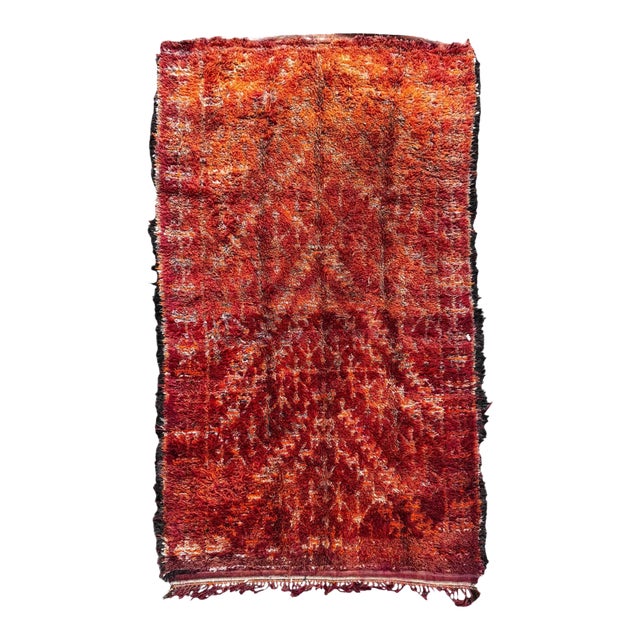 Vintage Moroccan M’Guild Rug 185x330 Cm Handmade Berber Wool Rug Large Red Area Carpet Authentic Atlas For Sale
