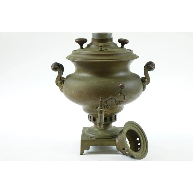 Traditional Antique Brass Russian Samovar For Sale - Image 3 of 5