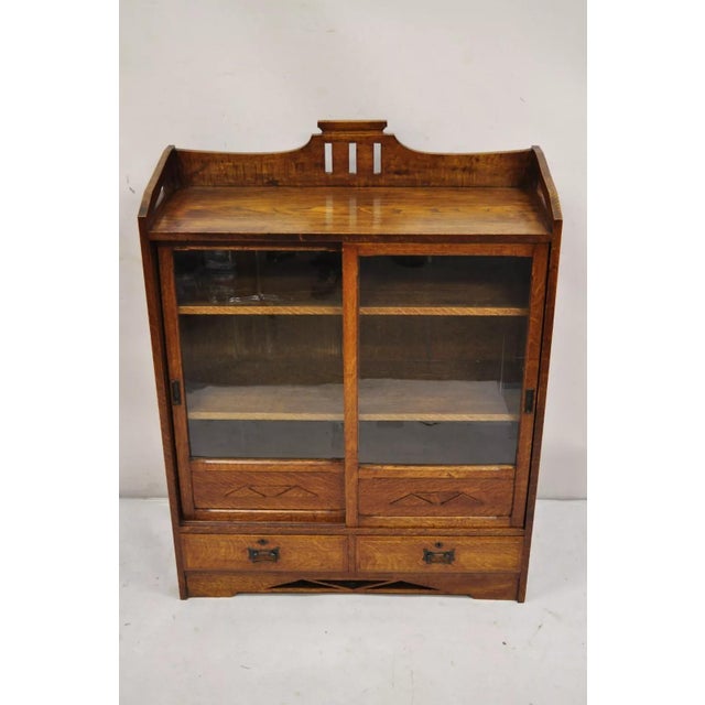 Antique Mission Oak Arts & Crafts Small Sliding Door