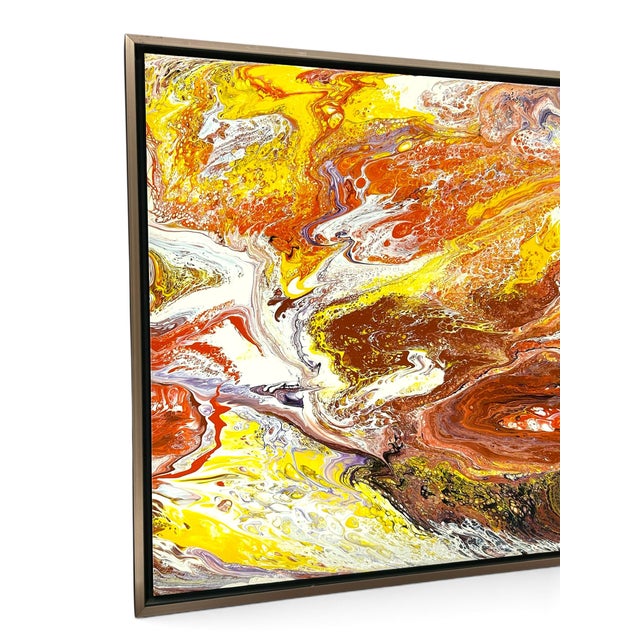 Abstract 1970s Richard Mann, Pink Abstract Acrylic Painting in Metal Frame For Sale - Image 3 of 5