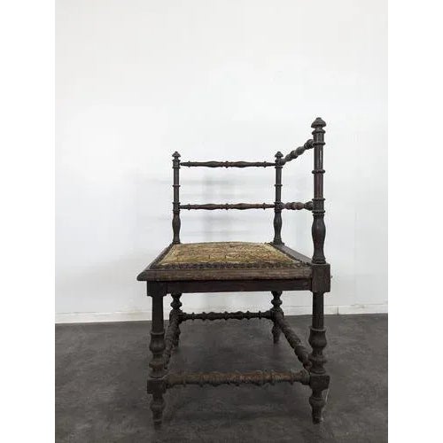 Corner Stool with Dotted Tapestry For Sale - Image 6 of 8