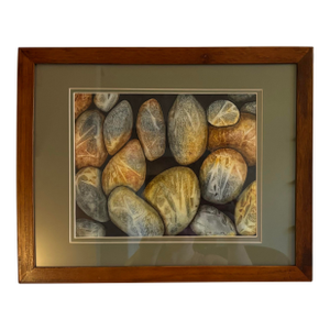Echoes Beneath the Surface – Textured River Stones Original Watercolor Signed and Framed