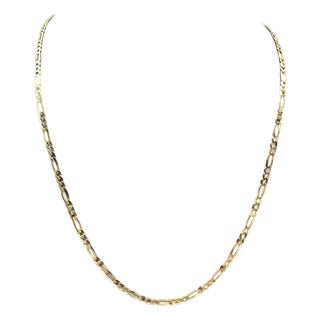 Italian Figaro Chain in 14kt Yellow Gold - 18", 2.4mm, 3.6g, Spring Ring Clasp For Sale