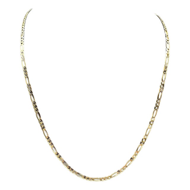 Italian Figaro Chain in 14kt Yellow Gold - 18", 2.4mm, 3.6g, Spring Ring Clasp For Sale