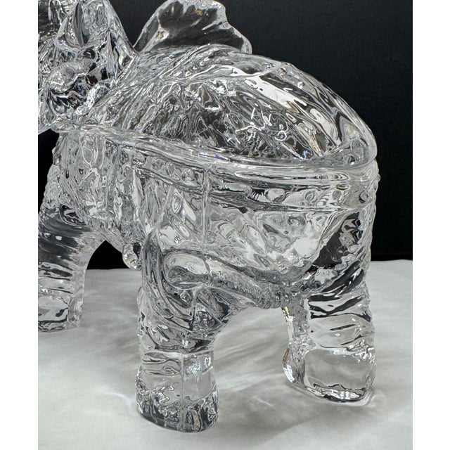 1950s 1950s Detailed Crystal Glass Lidded Elephant Figurine Box For Sale - Image 5 of 12