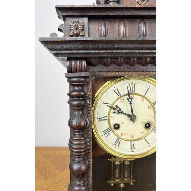 Vintage Junghans Wooden Mantel Clock For Sale - Image 5 of 18