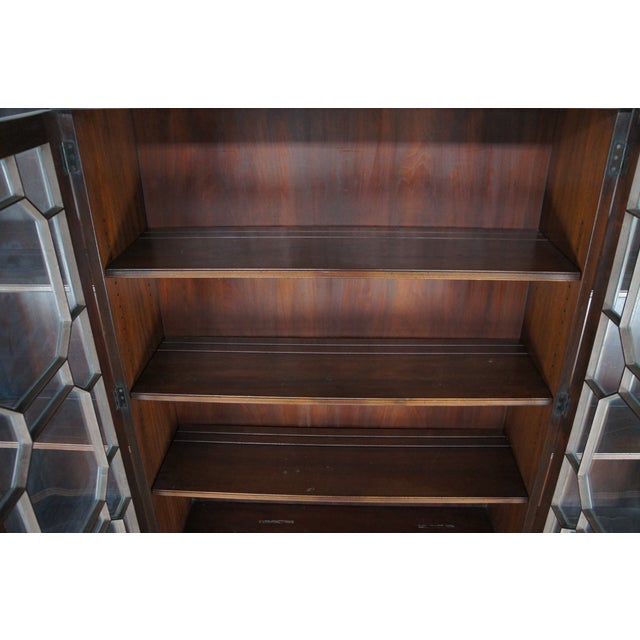 1940s Baker Manor House English George III Mahogany Breakfront China Cabinet Bookcase For Sale - Image 14 of 15