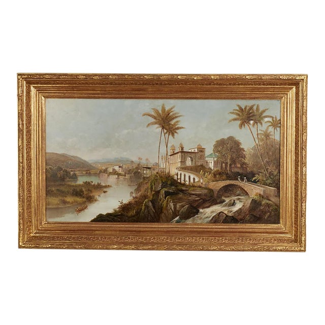 Antique Orientalist India Landscape Oil Painting by Daniel C. Grose For Sale