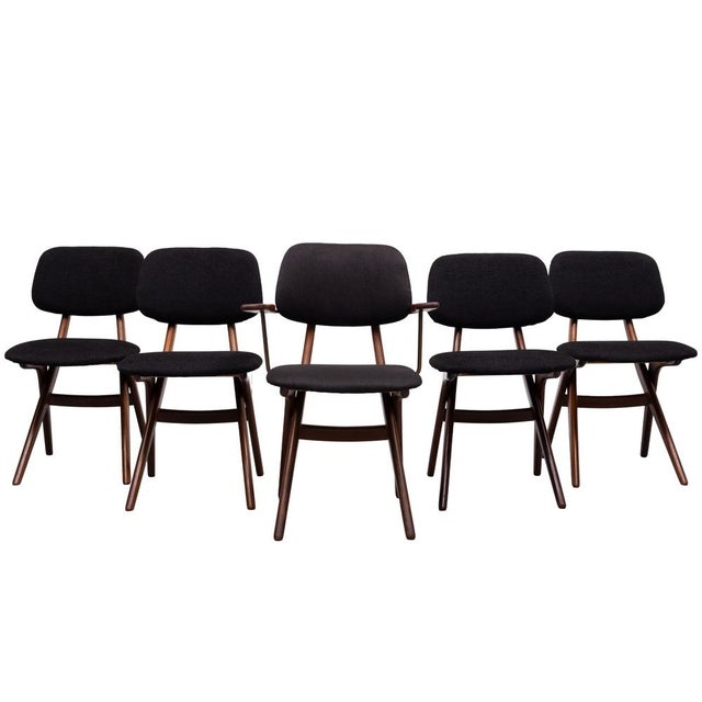 1950s Dutch Scissors Dining Chairs by Louis van Teeffelen for WéBé, 1950s, Set of 5 For Sale - Image 5 of 18