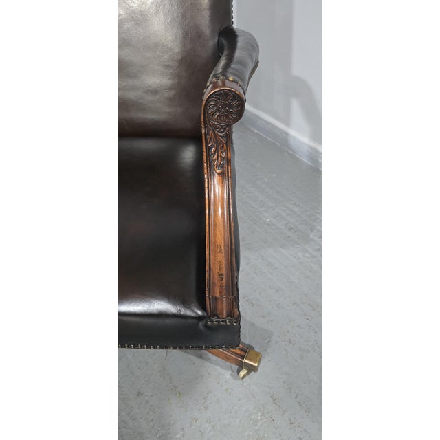 Wood Mahogany Swivel Office Desk Chair, 1920 For Sale - Image 7 of 15