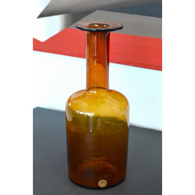 Blown Glass Gulv Vase in Burnt Orange Art Glass, designed by Otto Brauer and made by Holmegaard in Kastrup, Denmark....