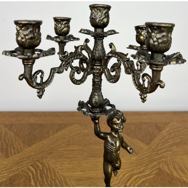 Vintage French Cherub Ornate Candleholder For Sale - Image 4 of 13