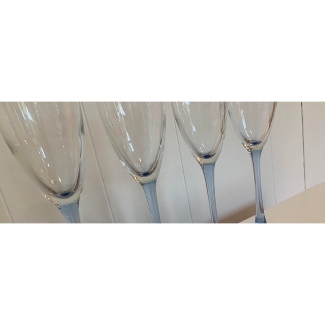 Luminarc D’arques France Blue Stem Champagne Flutes, a Set of 4 Chairish