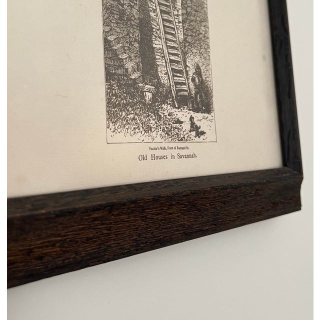 Vintage print from the 1970s of historic Factor's Walk at the foot of Barnard St. in Savannah, Georgia; from a 19th...