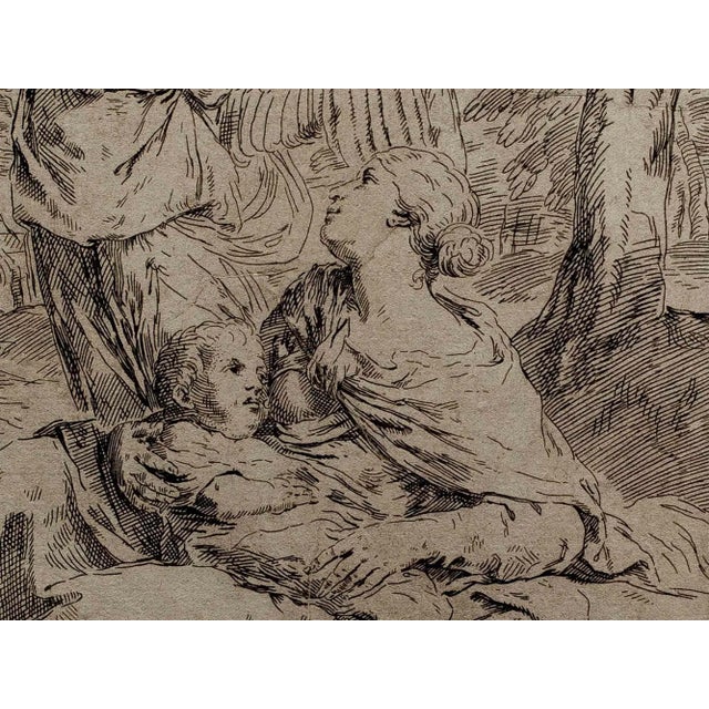 The Arrival of the Angel is an old master artwork realized by Simone Cantarini in 17th Century. Black and white etching....