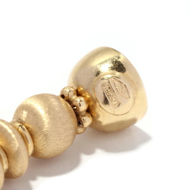 2000 - 2009 Vintage Italian Gold Beaded Necklace, 18kt Yellow Gold, Brushed Bead Necklace For Sale - Image 5 of 5