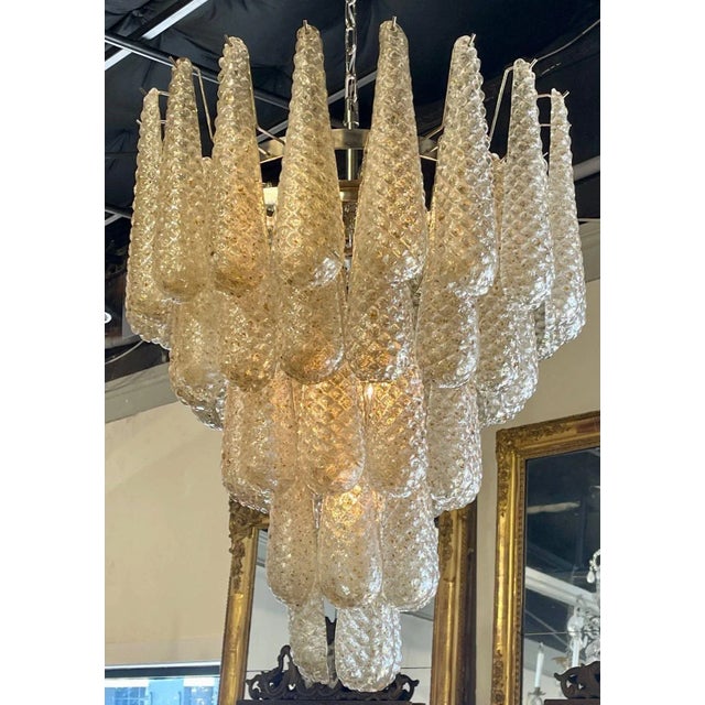 Glass Vintage Italian Gold Murano Glass Tear Drop Glass Waterfall Chandelier For Sale - Image 7 of 7