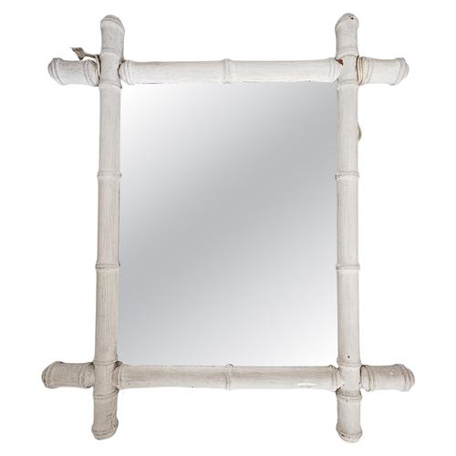 White Bamboo Mirror, France, 1930s For Sale - Image 13 of 13
