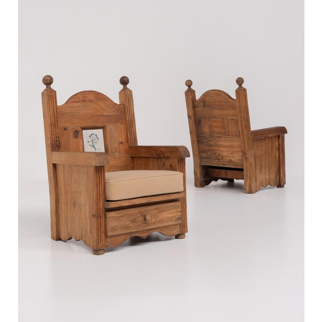 Spanish Pine Chalet Chairs, 1960s, Set of 2, in Good conditions. Designed 1960 to 1969