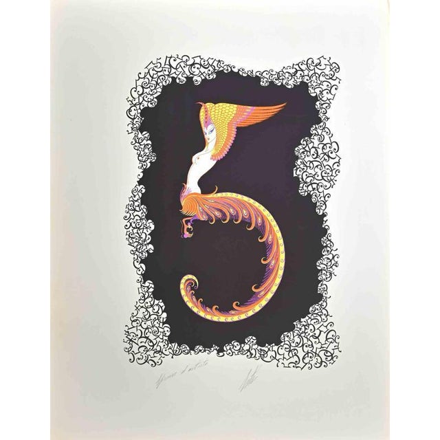 Contemporary Erté, Le 5, 1968, 1960s, Lithograph For Sale - Image 3 of 3