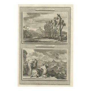 Pieter Mortier, Sons of Saul Hanged and the Plague After David's Census, 1700, Engraving For Sale
