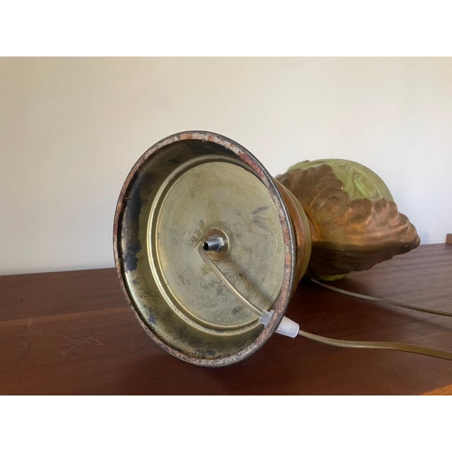Large Bronze-Green Ceramic Lamp, 1950s For Sale - Image 9 of 18