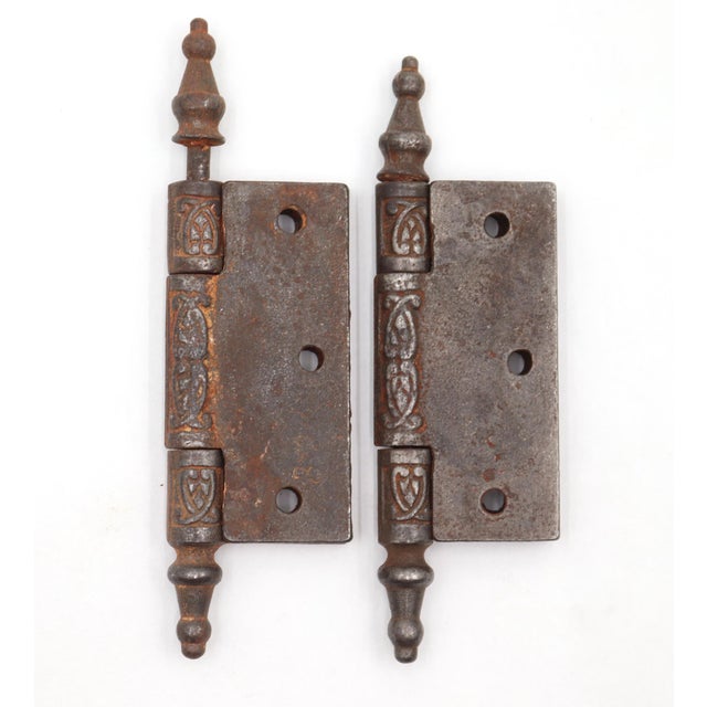 Pair of 2.5 X 3 In. Antique Cast Iron Victorian Door Hinges For Sale - Image 4 of 4