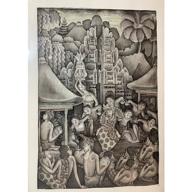 Up for sale is a very high quality vintage original Balinese Ubud watercolor painting. This lovely painting truly packs a...