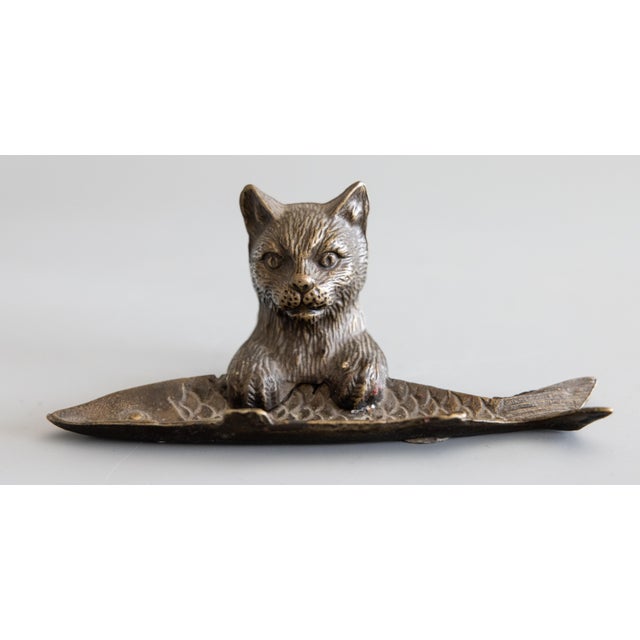 Antique French Bronze Cat & Fish Pen Tray For Sale - Image 9 of 9