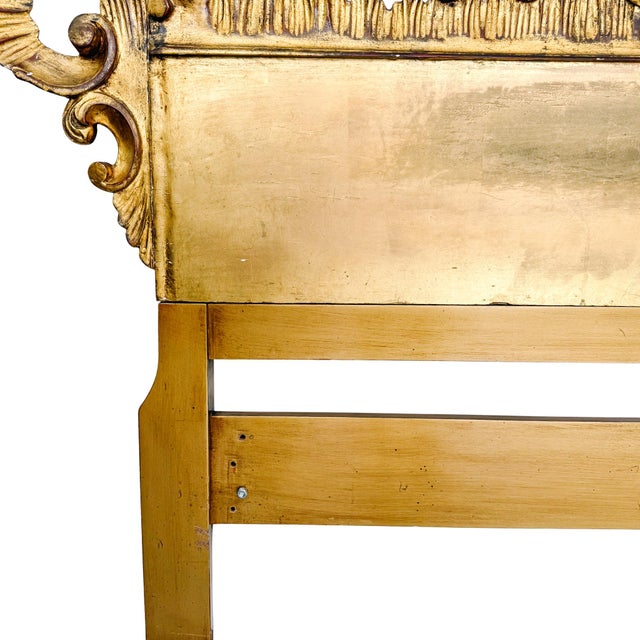 1960s Italian Rococo Louis VI King Size Headboard Carved Giltwood For Sale - Image 9 of 16