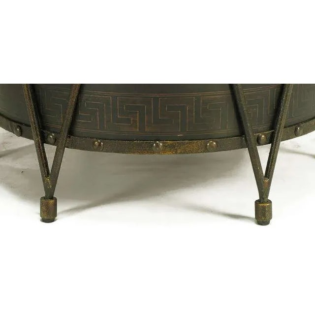 Bronze Bronze Drum-Form Games or Dining Table Base With Greek Key Design For Sale - Image 8 of 10