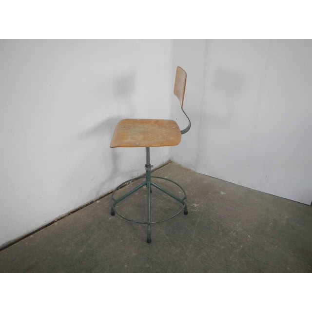 Brown Swivel Stool with Backrest, 1970 For Sale - Image 8 of 10