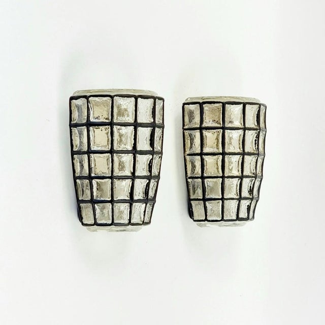 Rare mid-century wall lights/sconces from limburg, germany's leading glasswork, renowned for its premium and modernist...