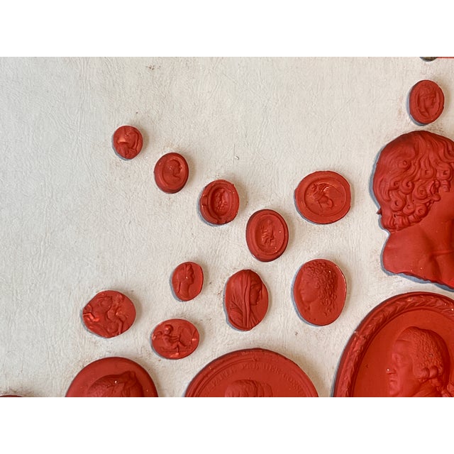 #1013 Grand Tour Revival Neoclassical Vintage Red Plaster Cast Waxed Intaglio Arrangement For Sale - Image 4 of 11