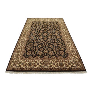 Agra Rug 9’2” X 12’1” Black Wool Traditional Hand-Knotted Oriental Carpet For Sale