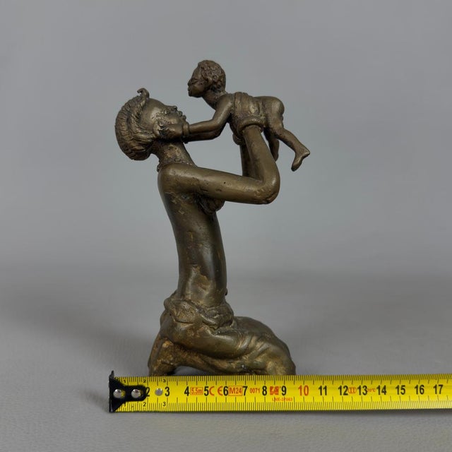 Ancient Bronze Tribal Maternity Sculpture, 1950s For Sale - Image 9 of 12