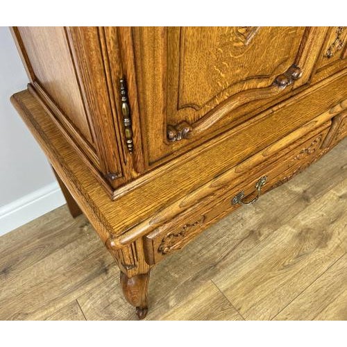 Brown Vintage French Louis XVI Style Oak Carved Sideboard For Sale - Image 8 of 13