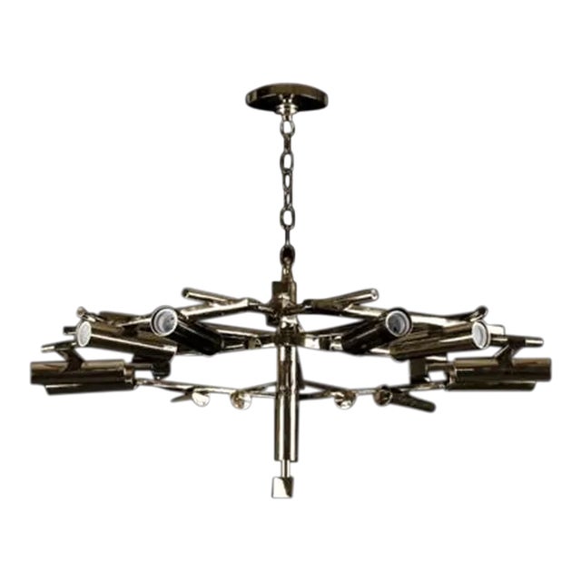 Snowflake Medial Chandelier in Patinated Finish For Sale
