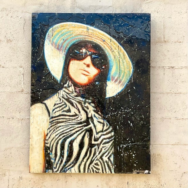 Vintage Sylvan Roberge Encaustic Portrait of a Woman For Sale - Image 9 of 12