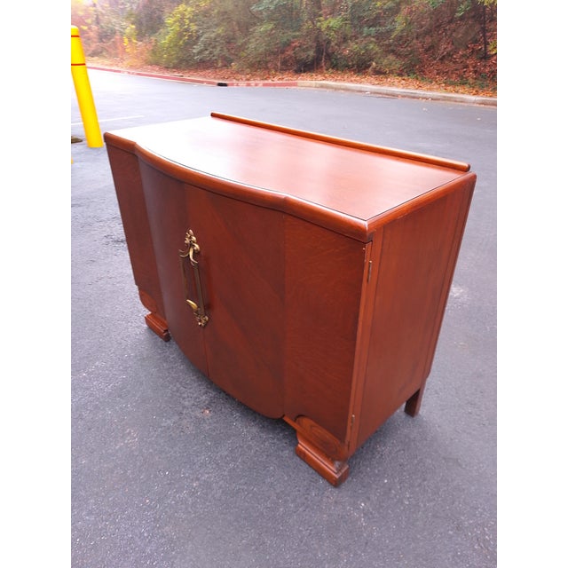 Art Deco Vintage Art Deco Serpentine Front Bar Cabinet With Felt-Lined Drawers For Sale - Image 3 of 7
