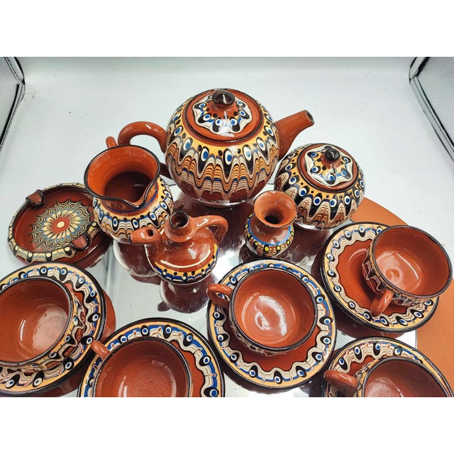 Mid-Century Bulgarian Ceramic Coffee Set, 1960s, Set of 18 For Sale - Image 3 of 11