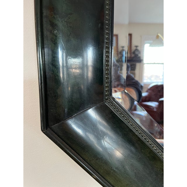 Dark Green Vintage Bernhardt Lacquered Octagonal Beveled Mirror Karl Springer Style For Sale - Image 8 of 10