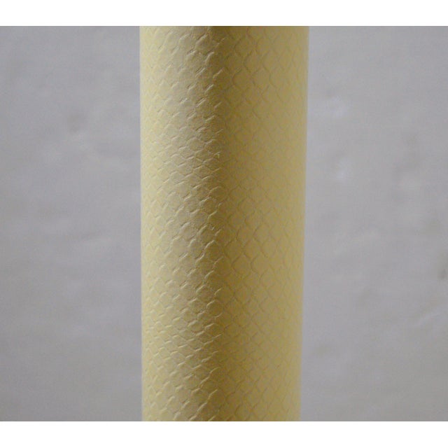 1970s Stiffel Cream Faux Embossed Snakeskin Brass Floor Lamp For Sale - Image 12 of 16