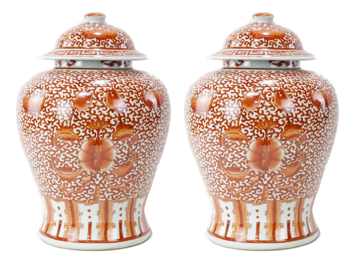 Preservation - Eastern~ 赤盤7インチ付 Pair of Chinese Late 19th - Early 20th Century Jingdezhen Kiln
