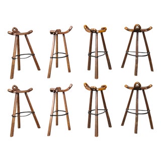 Mid-Century Modern Brutalist Bar Stools, 1960s, Set of 8 For Sale