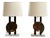 Hollywood Regency Ammonite Lamps in Brass, Marble and Lacquer, France, 1970s, Set of 2 For Sale